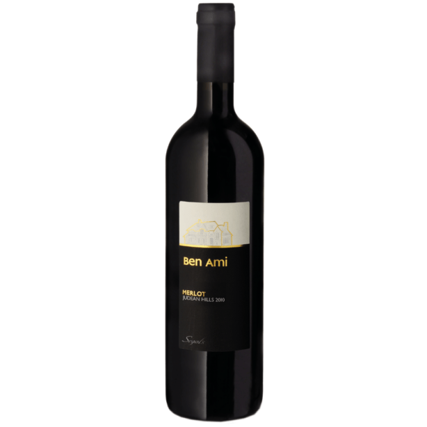 Ben Ami Merlot - czerwone, wytrawne wino. Izraelskie, koszerne. Tworzone z gron dojrzewających na stokach wyżyn Galilei.