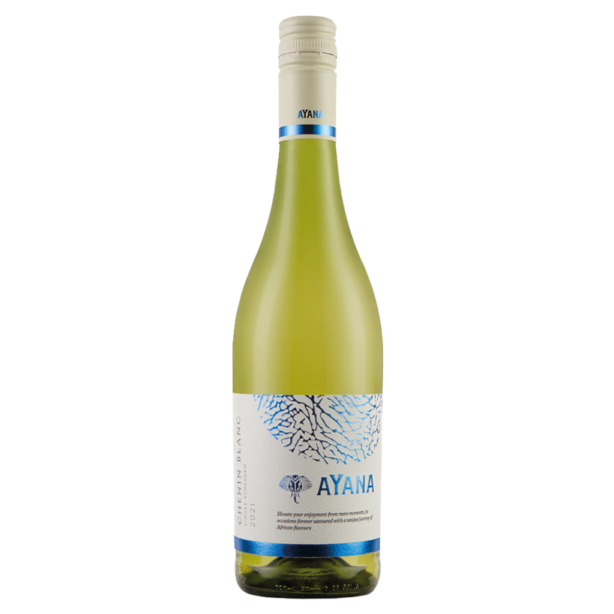 Ayana Chenin Blanc - wino białe, wytrawne. Z winnicy Ayana, siostrzanej winnicy Stettyn Family Vineyards. Każdą butelkę zdobi odcisk stopy słonia, o fakturze przypominającej skórę zwierzęcia.