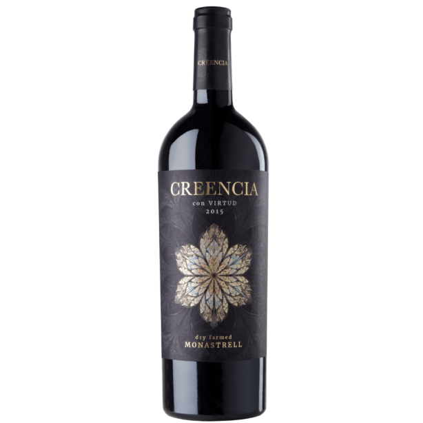 Creencia Con Virtud To czerwone wytrawne wino z Hiszpanii, wyprodukowana ze szczepu Monastrell. Wino leżakowało 15 miesięcy we francuskiej beczce