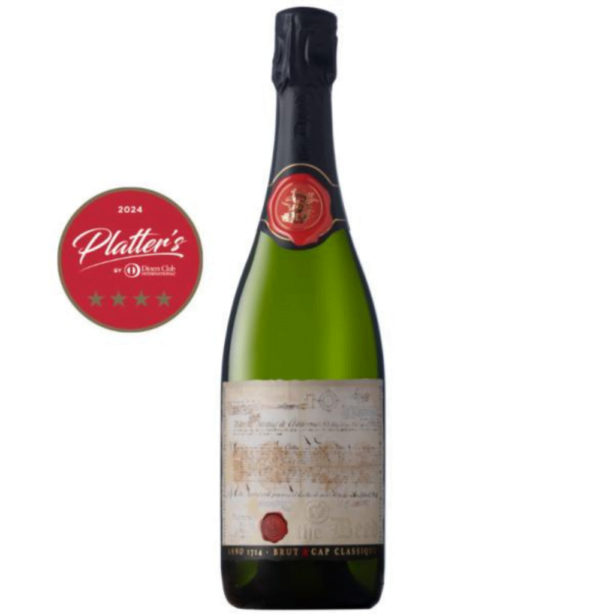 The Deed Cap Classique Brut. Limitowana butelka wina, jedna z 900 stworzonych, z unikalnym, odręcznie napisanym numerkiem na tylnej etykiecie.