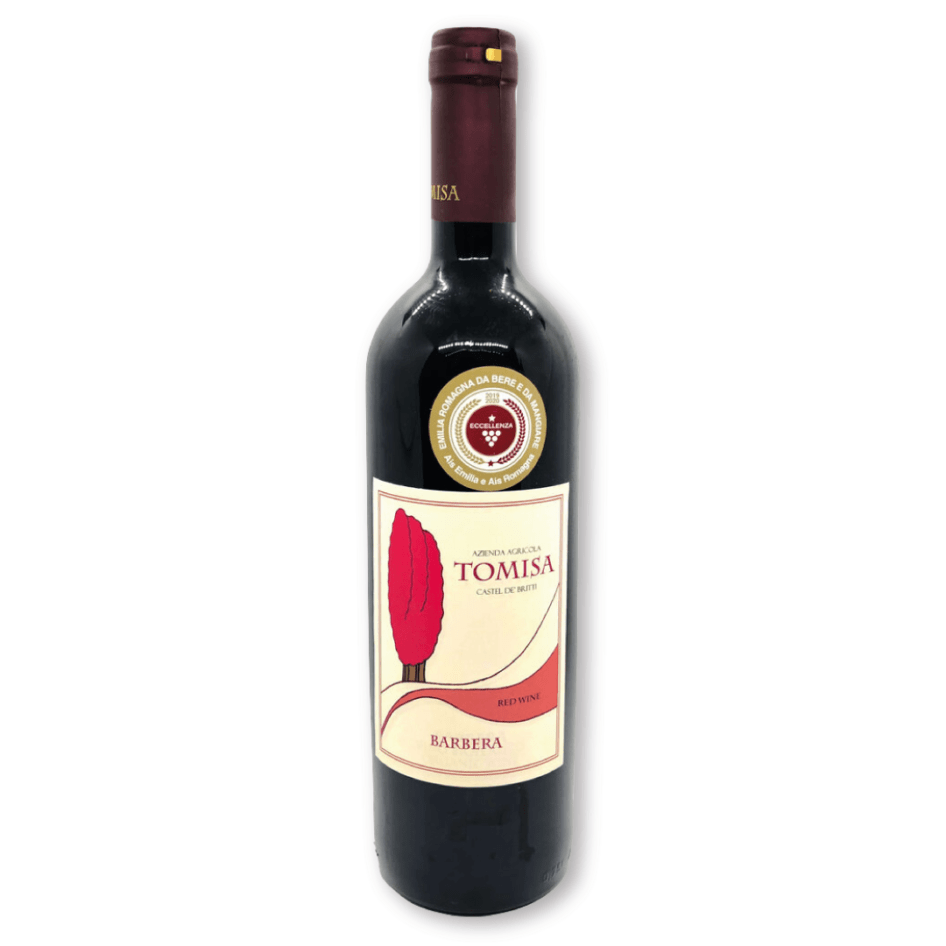 Ekologiczne czerwone wino ze szczepu barbera z włoskiego regionu Emilia-Romagna.