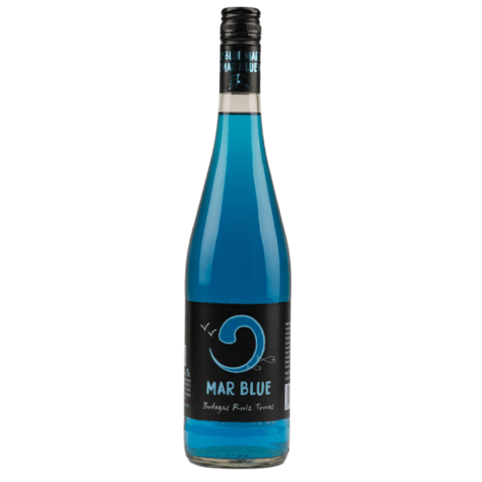 Ruiz Torres Mar Blue - hiszpański napój na bazie białego, półsłodkiego wina ze szczepu Pardina. Jasny, niebieski kolor. Aromaty cytrusowe i jabłkowe.