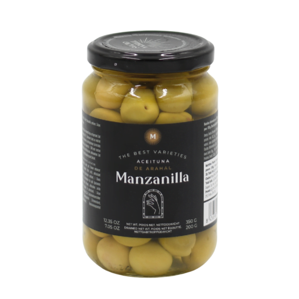 Oliwki z pestką Manzanilla - Odmiana oliwek pochodząca z regionu Arahal w Hiszpanii. Przyjemnie gorzka z nutami migdałów. Najlepsze oliwki stołowe gourmet.