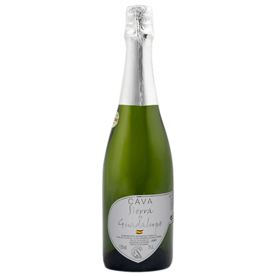 Ruiz Torres Cava Semiseco Sierra de Guadalupe DO - Butelka białego, półwytrawnego wina musującego. Produkowane w Hiszpanii. Wino ma bardzo jasną, słomkową barwę i owocowe aromaty. Połącznie szczepów Chardonnay i Macabeo. W nosie delikatna i elegancka bąbelka.
